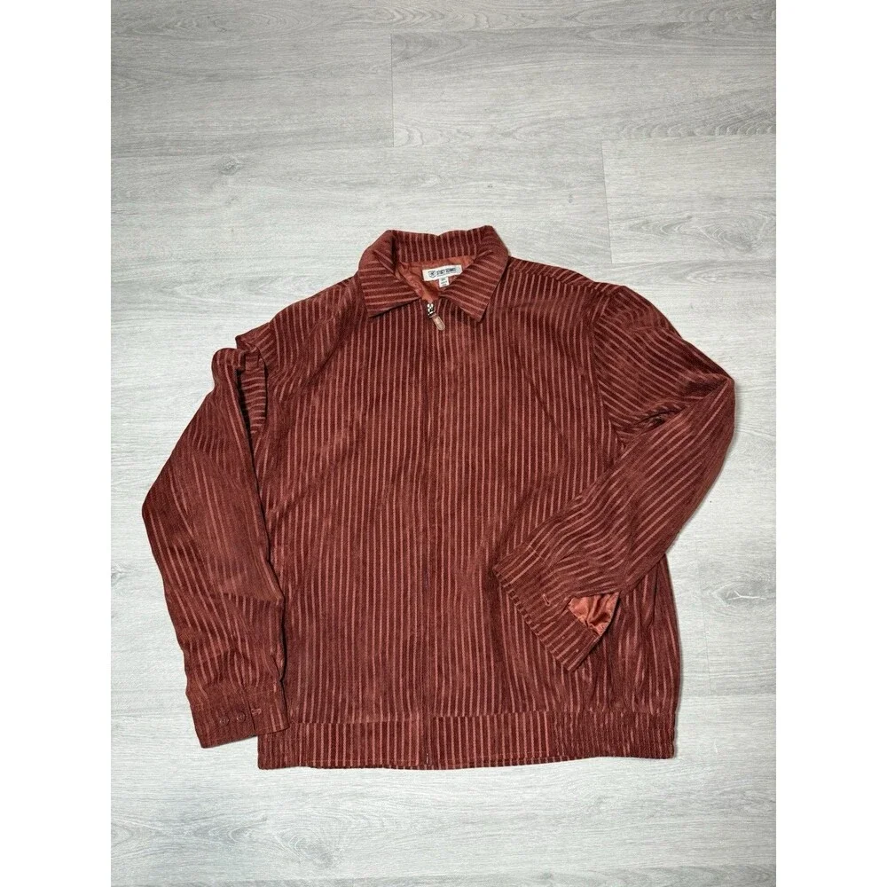 Stacy Adam’s Mens Jacket And Pants Set Rust Corduroy Zip Pockets Lined Size 3XL